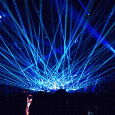 Crowd Watching Show With Blue Lights GIF
