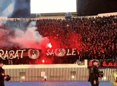 Crowd Watching Soccer Game With Smoke GIF