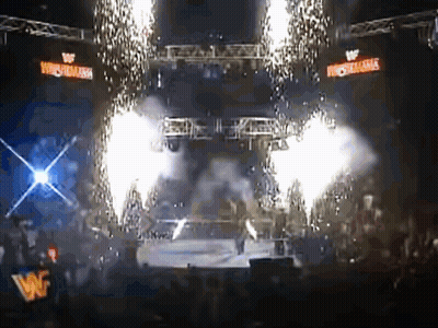 Crowd Watching Wrestlemania With Fireworks GIF