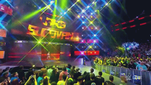 Crowd Watching Wrestling Match JTG Survivor Sign GIF