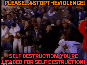 Crowd With Please Stop The Violence Self Destruction