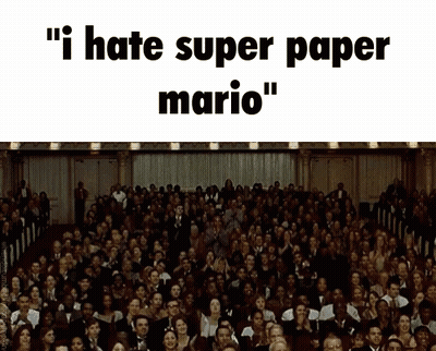 Crowd With Text I Hate Super Paper Mario GIF