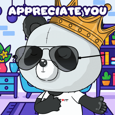 Crowned Panda Bear In Sunglasses Says Appreciate You GIF