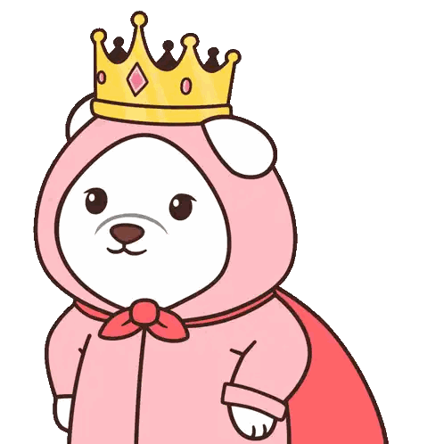 Crowned Polar Bear Cartoon Sticker
