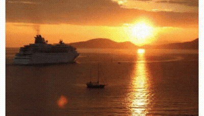 Cruise Ship At Sunset GIF