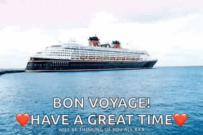 Cruise Ship With Bon Voyage GIF