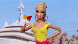 Cruise Vacation Barbie Drinking Cocktail GIF