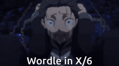 Crying Anime Character With Wordle In X / 6 GIF