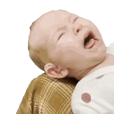 Crying Baby On Couch Sticker