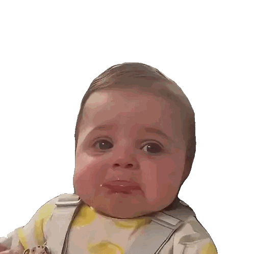 Crying Baby With Yellow Shirt And Suspenders Sticker