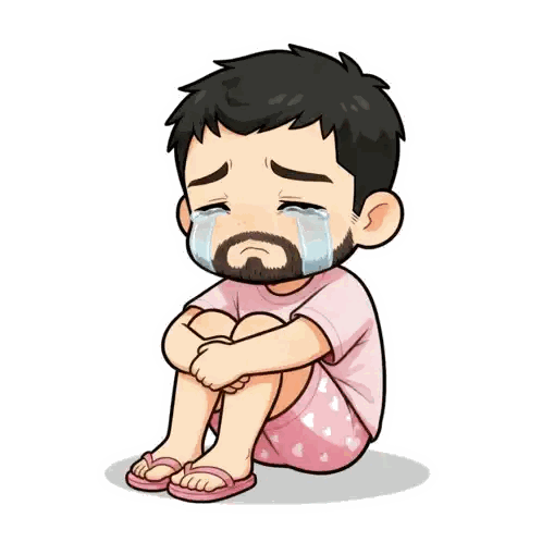 Crying Bearded Man Sitting Sticker