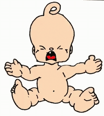Crying Cartoon Baby Sitting With Mouth Open GIF