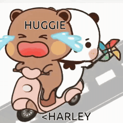 Crying Cartoon Bear Riding Scooter GIF