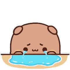 Crying Cartoon Bear With Tears Sticker