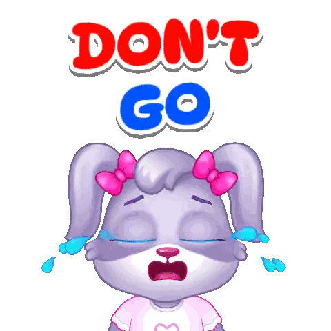 Crying Cartoon Bunny Do Not Go Sticker