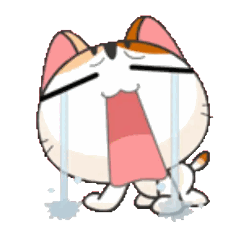 Crying Cartoon Cat Eyes Closed Sticker