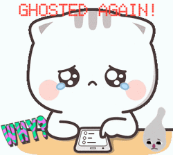 Crying Cartoon Cat Ghosted Again GIF