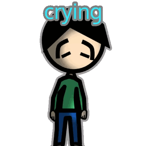 Crying Cartoon Character In Green Shirt Sticker