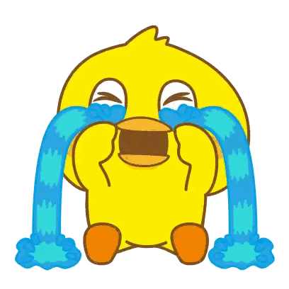 Crying Cartoon Duck With Blue Tears Sticker