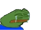 Crying Cartoon Frog Holding Stick Sticker