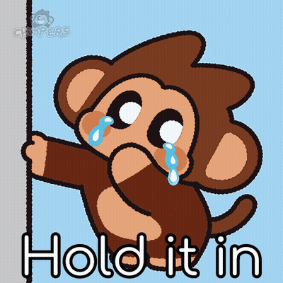 Crying Cartoon Monkey Saying Hold It In GIF