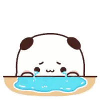 Crying Cartoon Panda Sitting On Table Sticker