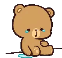 Crying Cartoon Teddy Bear Sitting Sticker