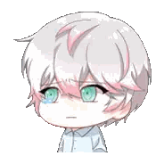 Crying Chibi Boy With White Hair Sticker