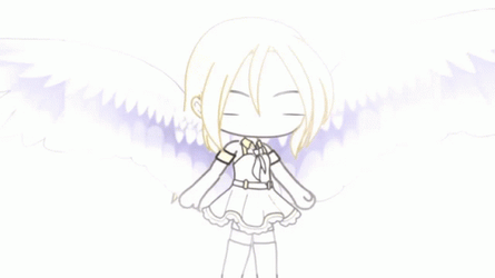 Crying Gacha Summoning White Feathers GIF