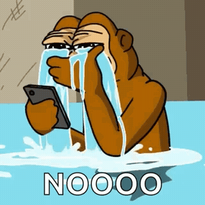 Crying Gorilla Holding Cell Phone In Water GIF