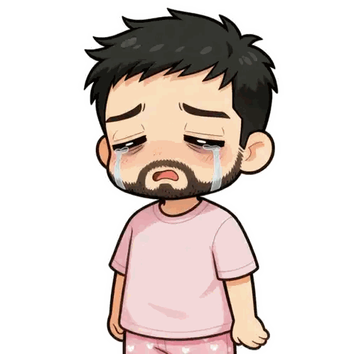 Crying Man With Beard And Pink Shirt Sticker