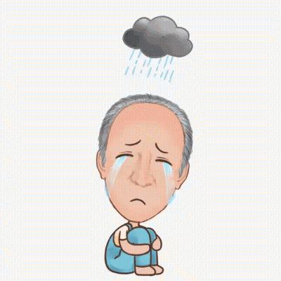 Crying Man With Cloud Above GIF