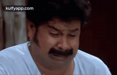 Crying Man With Mustache In White Shirt GIF