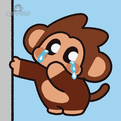 Crying Monkey Leaning Against Wall Saying Chippers GIF