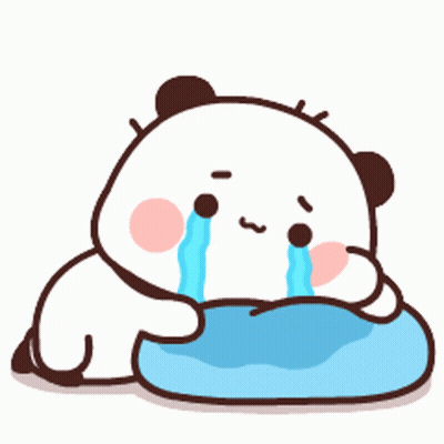 Crying Panda Bear On Blue Pillow GIF