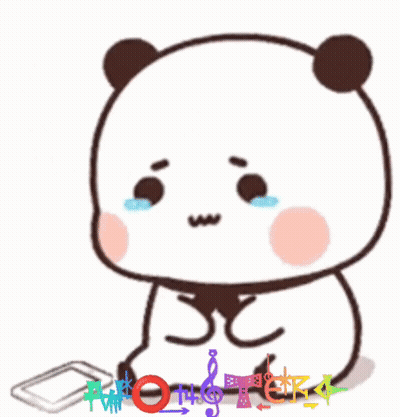 Crying Panda Bear Sitting Next To Phone GIF