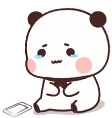 Crying Panda Bear Sitting Next To Phone Sticker