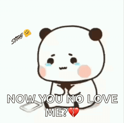 Crying Panda Holding Cell Phone Says No Love Me GIF