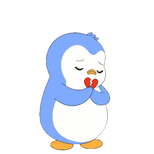Crying Penguin Holding Broken Heart Sticker