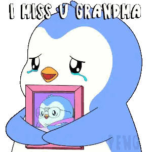 Crying Penguin Holding Picture Saying I Miss U Grandma Sticker