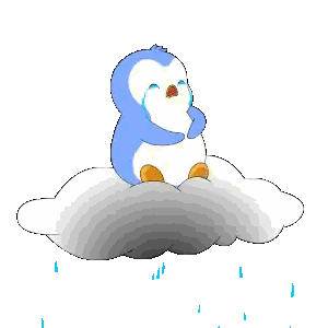 Crying Penguin Sitting On Cloud In Rain Sticker