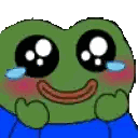 Crying Smiling Frog In Blue Sweater Sticker