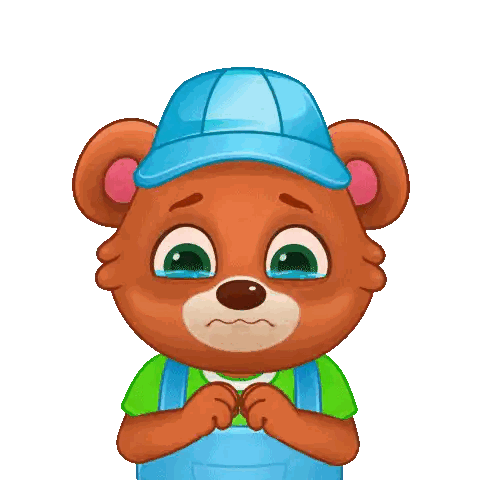 Crying Teddy Bear In Blue Hat And Overalls Sticker