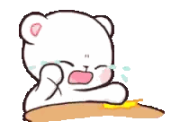 Crying Teddy Bear Sitting At Table Sticker