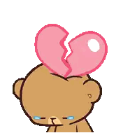 Crying Teddy Bear With Broken Heart Sticker