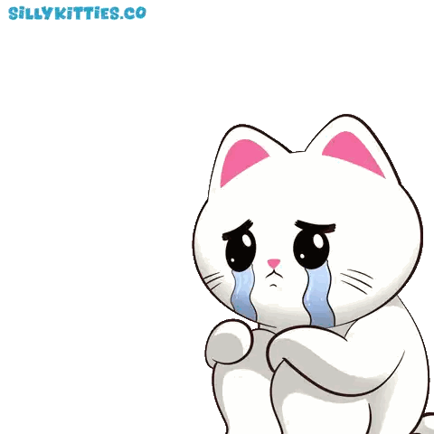Crying White Cat Sillykitties Logo Sticker