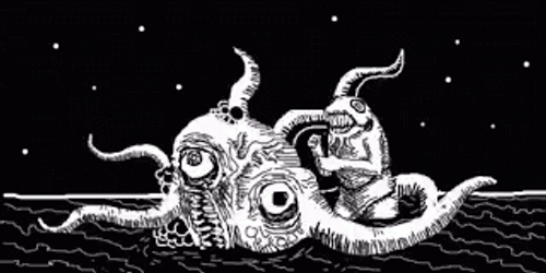 Cthulhu Spaceman Fighting Animated Art GIF