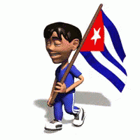 Cuba Flag Walking Man