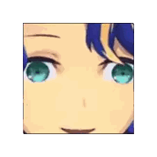 Cube With Girl Having Blue Hair And Eyes Sticker