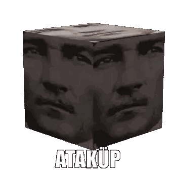 Cube With Man's Face And Atakup Sticker